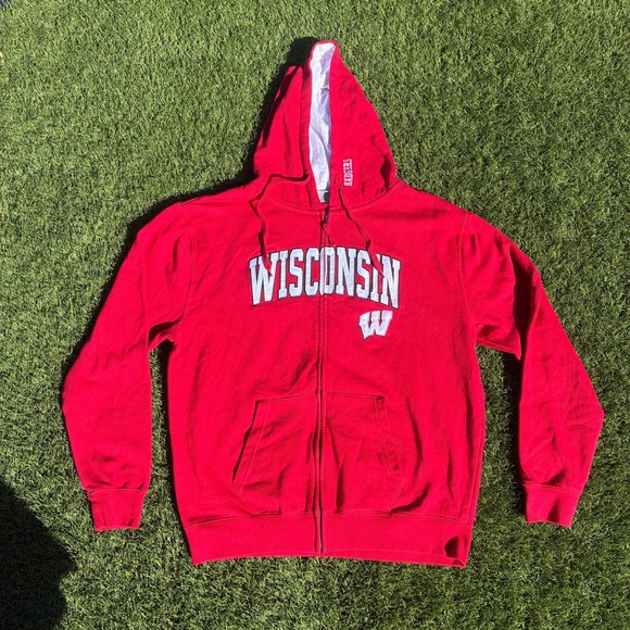 Stadium Athletics Other - Stadium Athletics Mens Wisconsin Badgers Full Zip Hoodie Red XL Embroidered